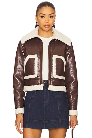 Isaiah Faux Shearling Aviator Jacket Alice + Olivia