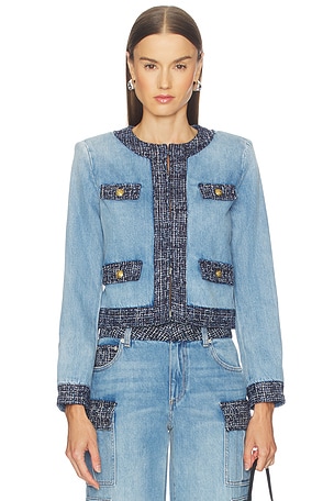 Landon Cropped Denim Jacket Alice + Olivia