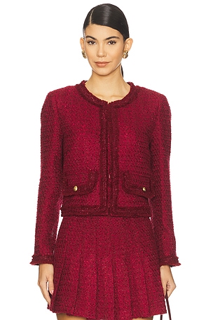 Landon Cropped Box Jacket With Trim Alice + Olivia