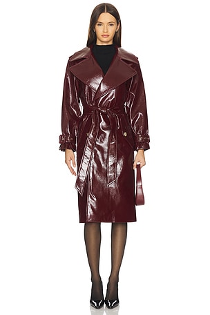 Nevada Vegan Leather Trench Coat Alice + Olivia