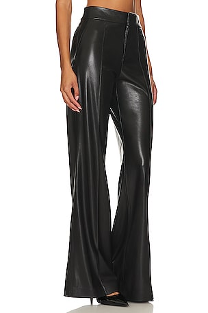 Alice + Olivia Dylan Faux Leather Wide Leg in Black