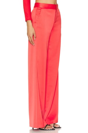 Alice + Olivia Calvin Wide Leg Trouser in Red