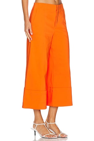 Alice + Olivia Andra High Rise Wide Leg Cropped Cuff Pant in Orange