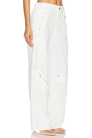 Alice + Olivia Milo High Rise Balloon Leg Cargo Pant in White