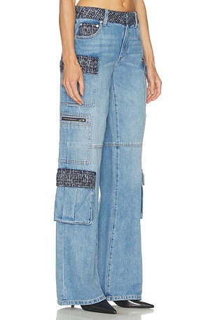 Alice + Olivia Cay Baggy Denim Cargo in Blue