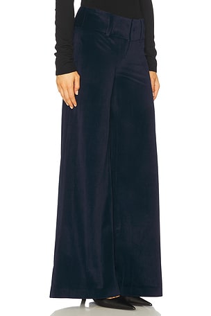 Alice + Olivia Olivia Low Rise Wide Leg Flare Pant in Blue