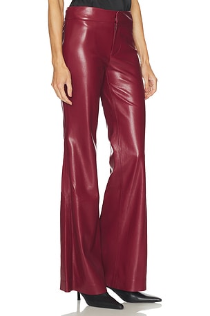 Alice + Olivia Andrew Vegan Leather Midrise Bootcut Slim Pant in Red