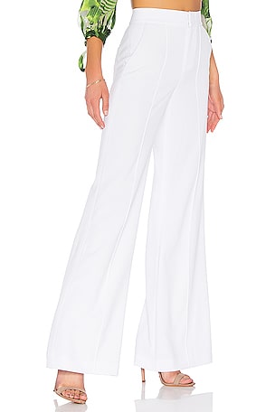 Alice + Olivia Dylan High Waisted Fitted Pant in White