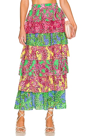 【ALICE + OLIVIA】Jia Smocked Ruffle Mini Skirtl Alice + Olivia-Jia Smocked Ruffle Mini Skirt - Garden Floral