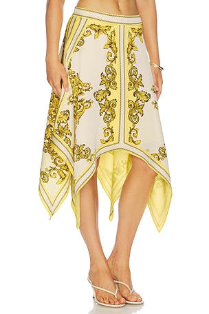 Alice + Olivia Davina Handkerchief Skirt in Yellow. Size 12. Also