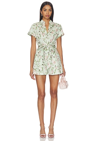 Lucy Roll Sleeveless Button Down Romper Alice + Olivia