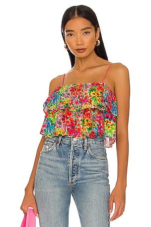 Marylynn Ruffle Crop top Alice + Olivia