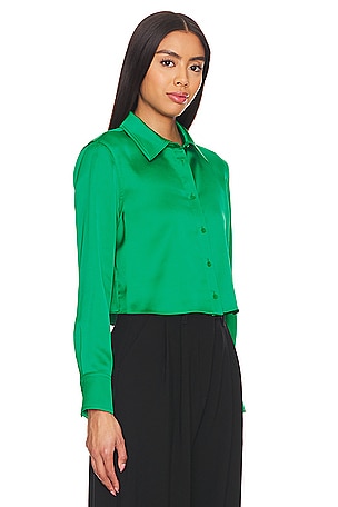 Alice + Olivia Leon Crop Button Down in Green