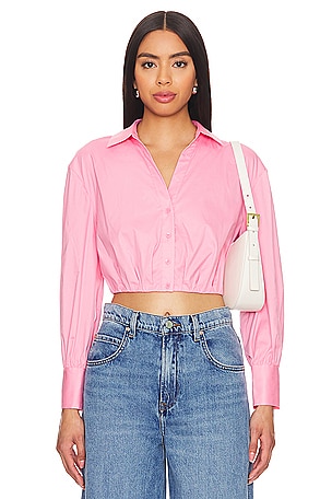 Trudy Cropped Pleated Top Alice + Olivia