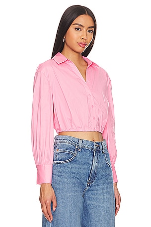 Alice + Olivia Trudy Cropped Pleated Top in Pink