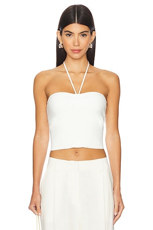 Linnie Ruched Halter Top Alice + Olivia