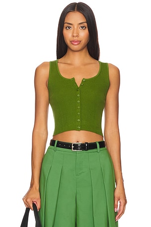 Daryn Button Thru Cropped Tank Alice + Olivia