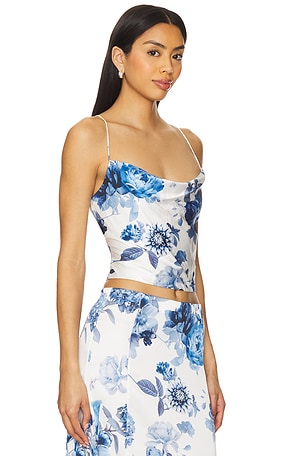 Alice + Olivia Valentina Cropped Corset Top in Blue