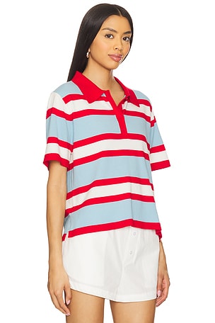 Alice + Olivia Tillie Striped Polo in Blue,Red