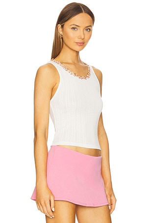 Alice + Olivia Allen Tank Top in Ivory