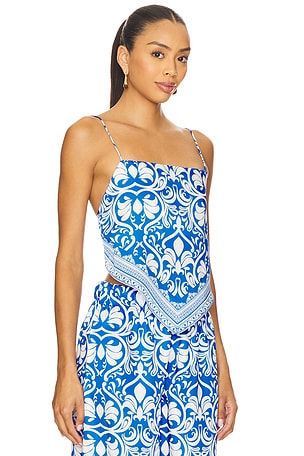 Alice + Olivia Yuri Scarf Top in Blue