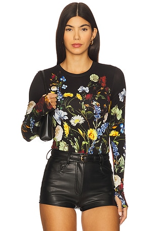 Olea Crew Neck Bodysuit Alice + Olivia