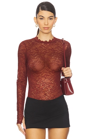 Taeyn Lace Crew Neck Bodysuit Alice + Olivia