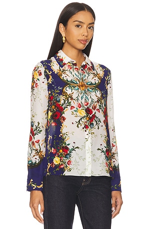 Alice + Olivia Willa Top in Royal,White. Size XS. Also