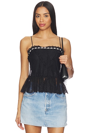 Alessia Lace Ruffle Crop Top Alice + Olivia