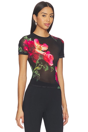 Alice + Olivia Tess Crew Neck Tee in Black