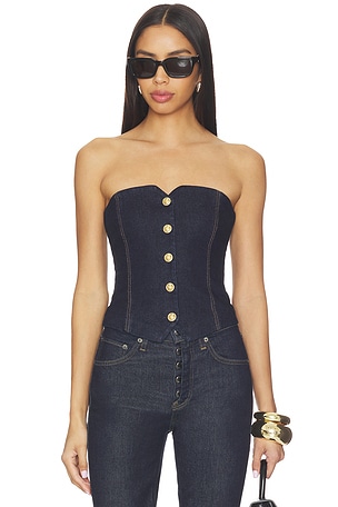 Kelcey Denim Strapless Vest Top Alice + Olivia