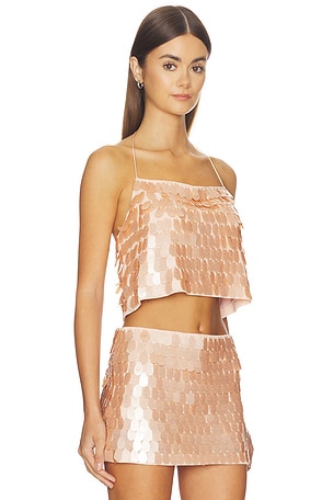 Alice + Olivia Grazi Paillette Spaghetti Strap Top in Rose