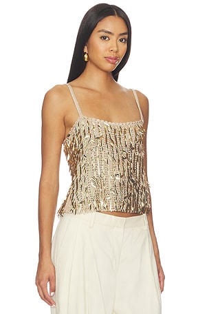 Alice + Olivia Nicolette Allover Sequin Tank in Metallic Gold