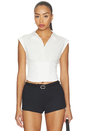 Kim Paneled Corset Fitted Top Alice + Olivia