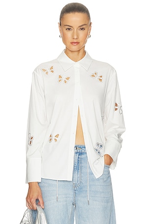 Finely Embellished Buttondown With Cutouts Alice + Olivia