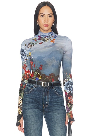 Delaina Longsleeve Turtleneck Top Alice + Olivia