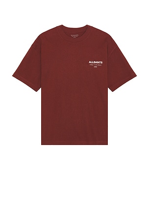 ALLSAINTS Underground Short Sleeve Crew in Burgundy