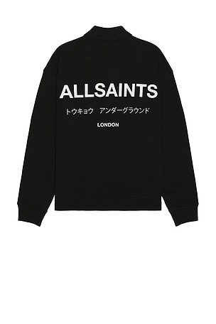 ALLSAINTS Underground Long Sleeve Polo Shirt in Black