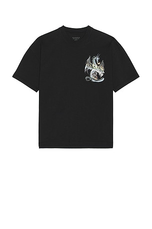 ALLSAINTS Dragon Wave Tee in Black. Size S. Also