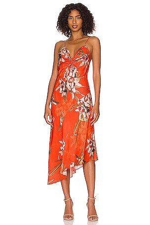 allsaints orange dress ALLSAINTS Alexia Dorada Dress in Flame Orange