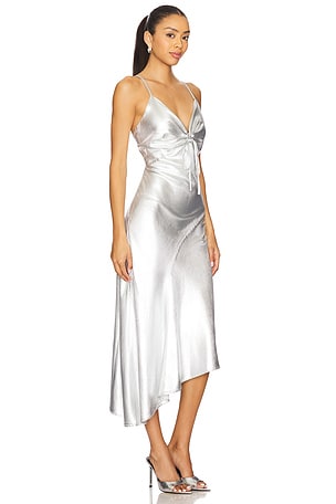 ALLSAINTS Alexia Dress in Metallic Silver. Size US 10/ UK 14. Also