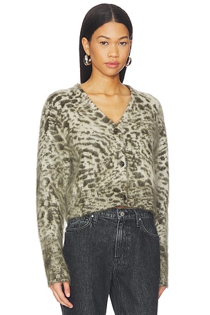 ALLSAINTS Wick Amur Cardigan in Light Grey,Dark Green