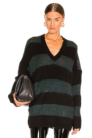 ALLSAINTS Lou Sparkle Sweater in Black Forest Green REVOLVE