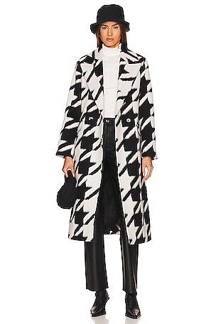 ALLSAINTS Mabel Houndstooth Coat in Black & White | REVOLVE