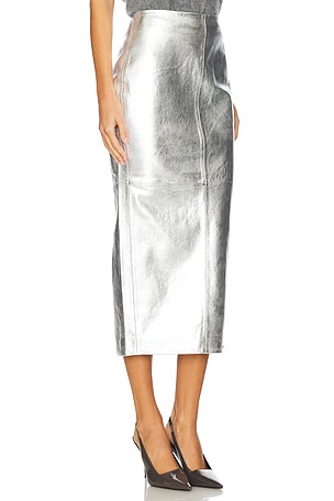 ALLSAINTS Renai Skirt in Metallic Silver