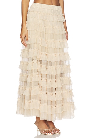 ALLSAINTS Aude Ruffle Skirt in Nude. Size 8. Also