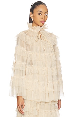 ALLSAINTS Aude Ruffle Cape in Nude