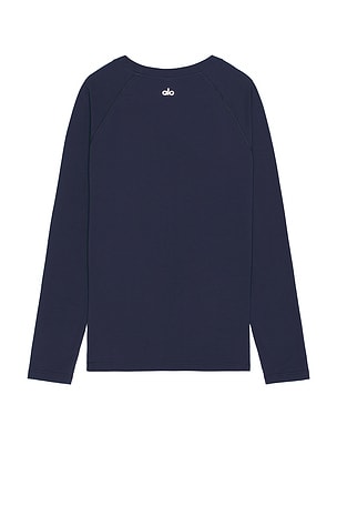 alo Vapor Crewneck Long Sleeve Dry Fit in Navy