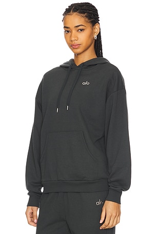 alo Accolade Hoodie in Charcoal,Dark Green