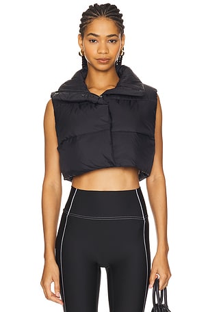 Extreme Cropped Gold Rush Puffer Vest alo